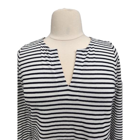 Liz Claiborne Size XL Black & White Stripes Front Pocket Knit Pullover Top #flaw - Picture 2 of 13